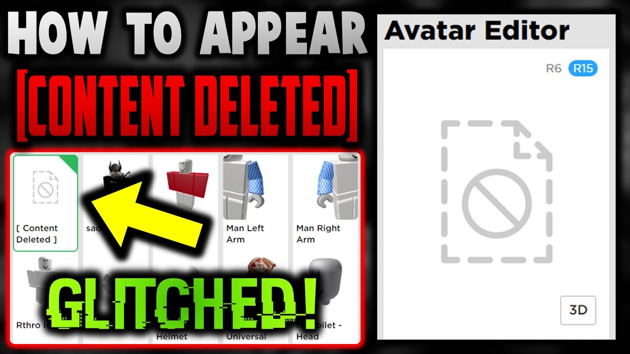 Make Your Avatar Look Content Deleted On Roblox Youtube - content deleted sign roblox