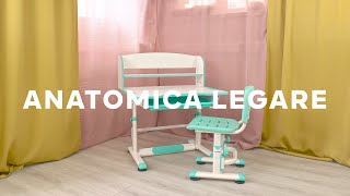 Детский растущий эргономичный комплект (парта и стул) Anatomica Legare