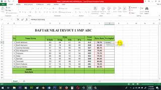 Cara Menentukan Total Nilai, Nilai Rata-Rata dan Peringkat Pada Ms Excel