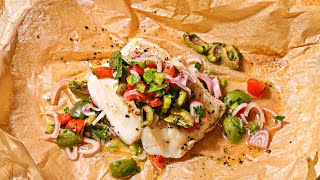 Bobby Flay’s Cod En Papillote with Martini Relish