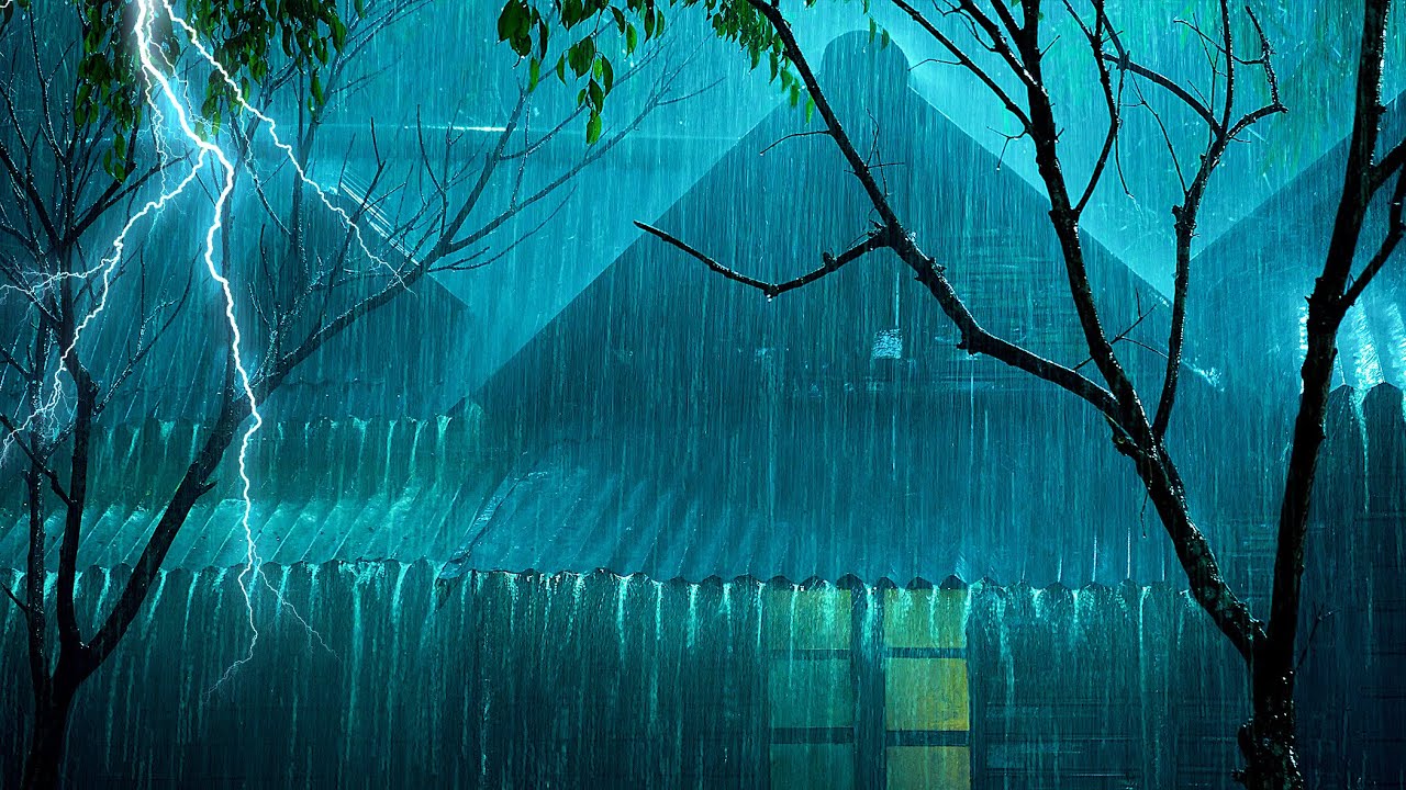Say Goodbye to Insomnia with Heavy Rain & Distant Thunder on a Tin Roof in the Night Forest