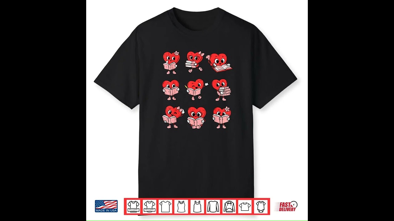 Teacher Valentines Day Reading Book Lover Bookworm Library Shirt