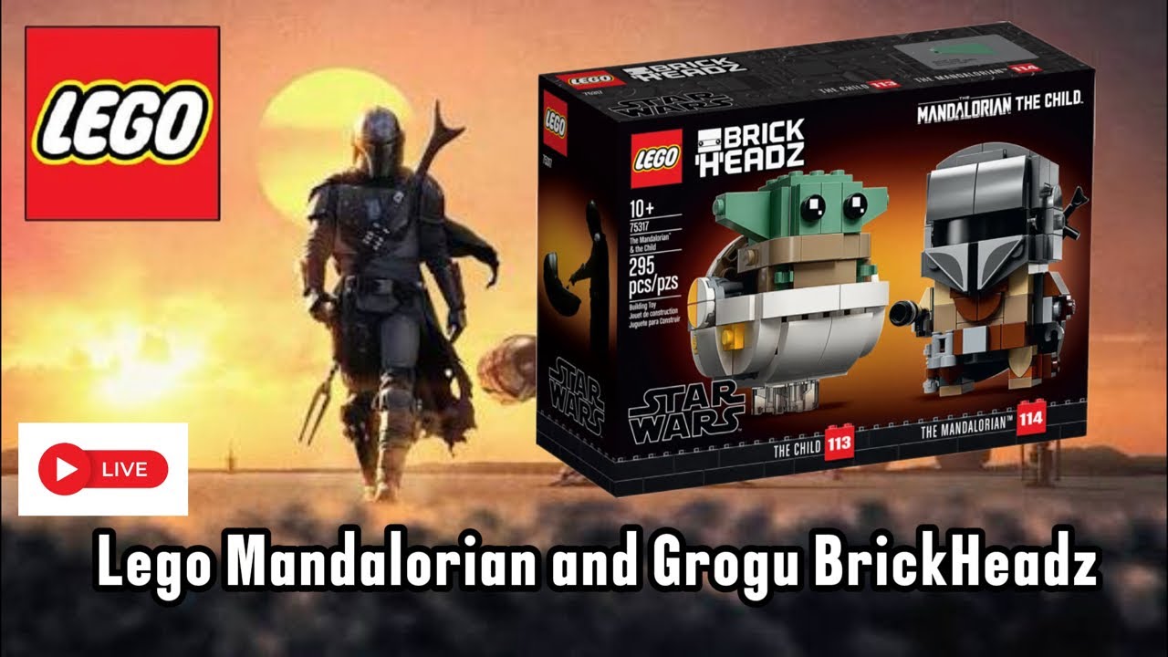 Lego Star Wars live build Mandalorian and grogu brickheadz 