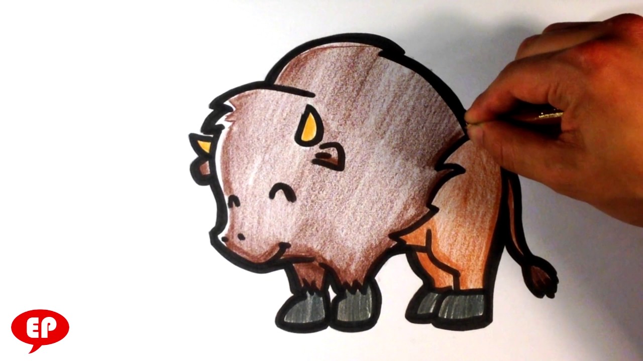 How to Draw a Buffalo ( Cute ) - Easy Pictures to Draw - YouTube