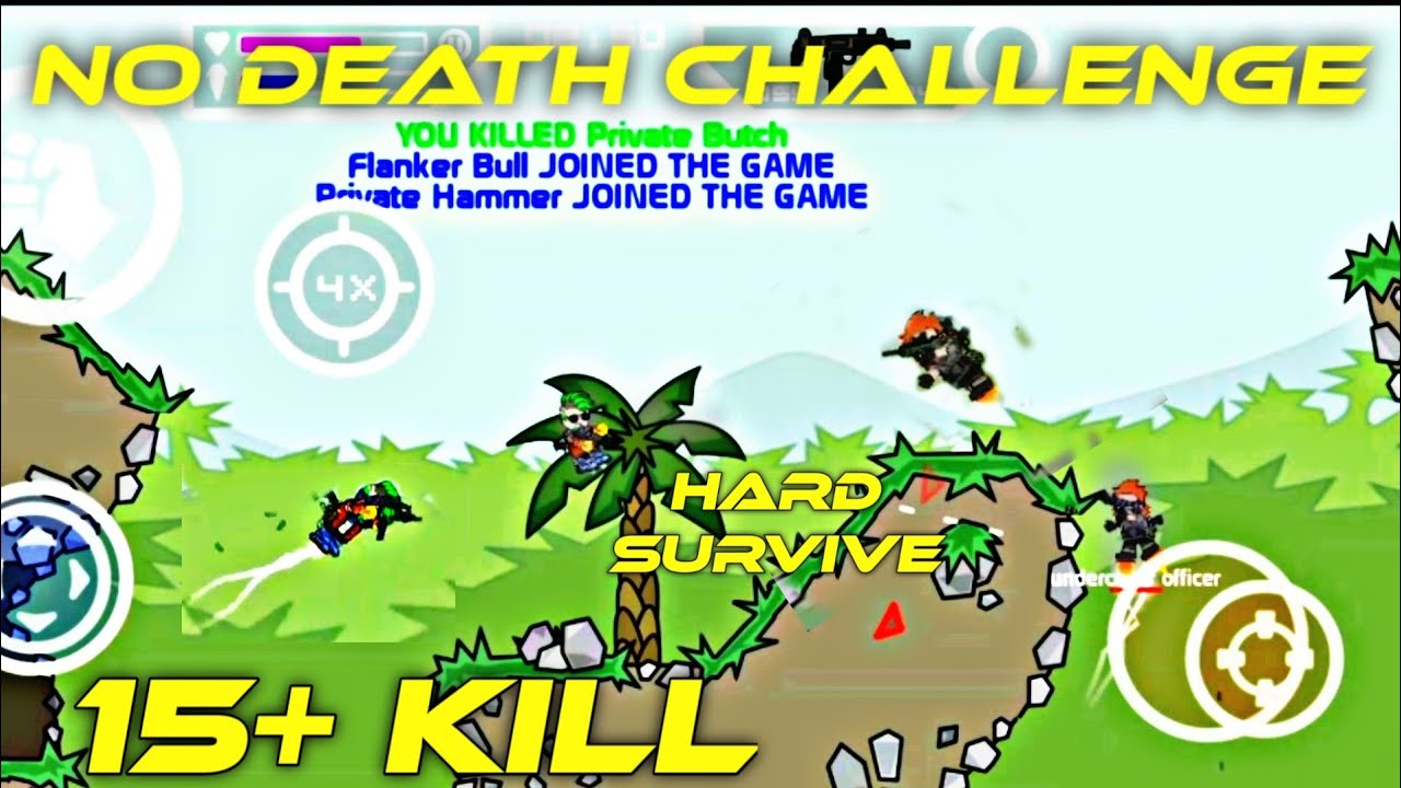 Mini Militia NO DEATH 15+ KILL NO HIDE HARD SURVIVAL IN MINI MILITIA | Mini Militia Challenges #1