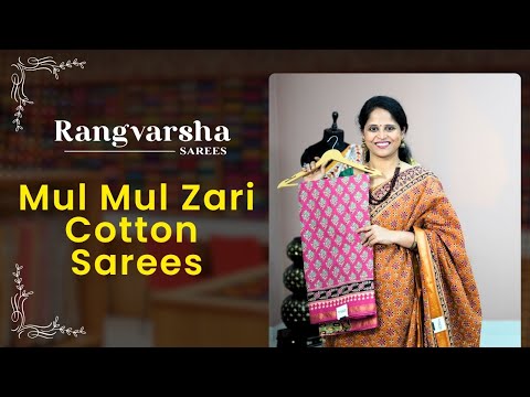 Pure mul cotton sarees- Rangvarsha Sarees -Mul Mul Cotton Sarees with zari border