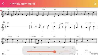 A Whole New World  - 映画「アラジン」挿入歌 楽譜カラオケ 楽譜サンプル動画 10010170