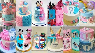 Twins Birthday Cake Design Ideas / Baby Boy & Girl Birthday Cakes / Blue Color Cake / Pink Color ...