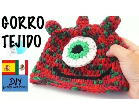 GORRO MONSTRUO A CROCHET , GORRO ÑINOS , GORRO MONSTER INC , TUTORIAL DIY