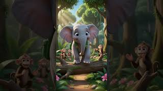 🐘 The Elephant's Trunk Goes Swing, Swing, Swing! 🌴 | Fun Nursery Rhyme for Kids #Shorts