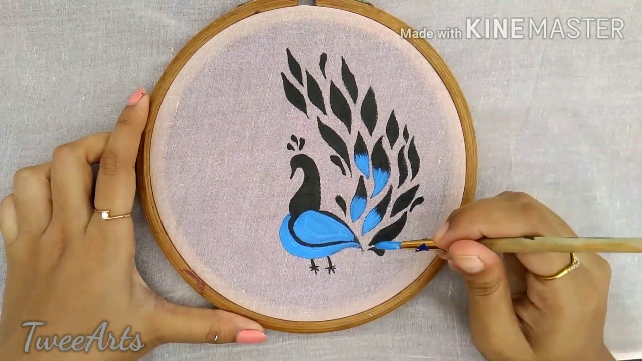 Easy Free Hand Fabric Painting Tutorial|Fabric Painting Peacock ...
