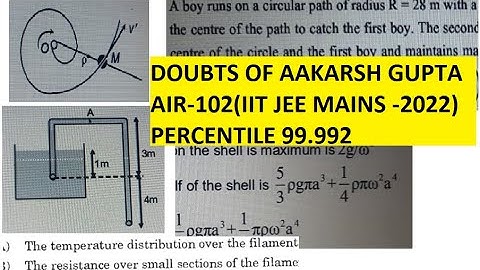 FLUID MECHANICS+CIRCULAR + CURRENT+ INCANDESCENT LAMP DOUBTS OF AAKARSH-AIR -102(IIT JEE MAINS-2022)