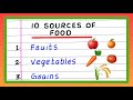 Sources Of Food 10 Sources Of Food