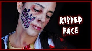 Halloween zombie ripped face tutorial  | Silvia Quiros