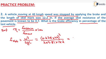 2nd Numerical of Brake Efficiency - Traffic Engineering - Transportation Engineering GATE