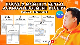 HOUSE & MONTHLY RENTAL ACKNOWLEDGEMENT RECEIPT | CANVA TEMPLATE