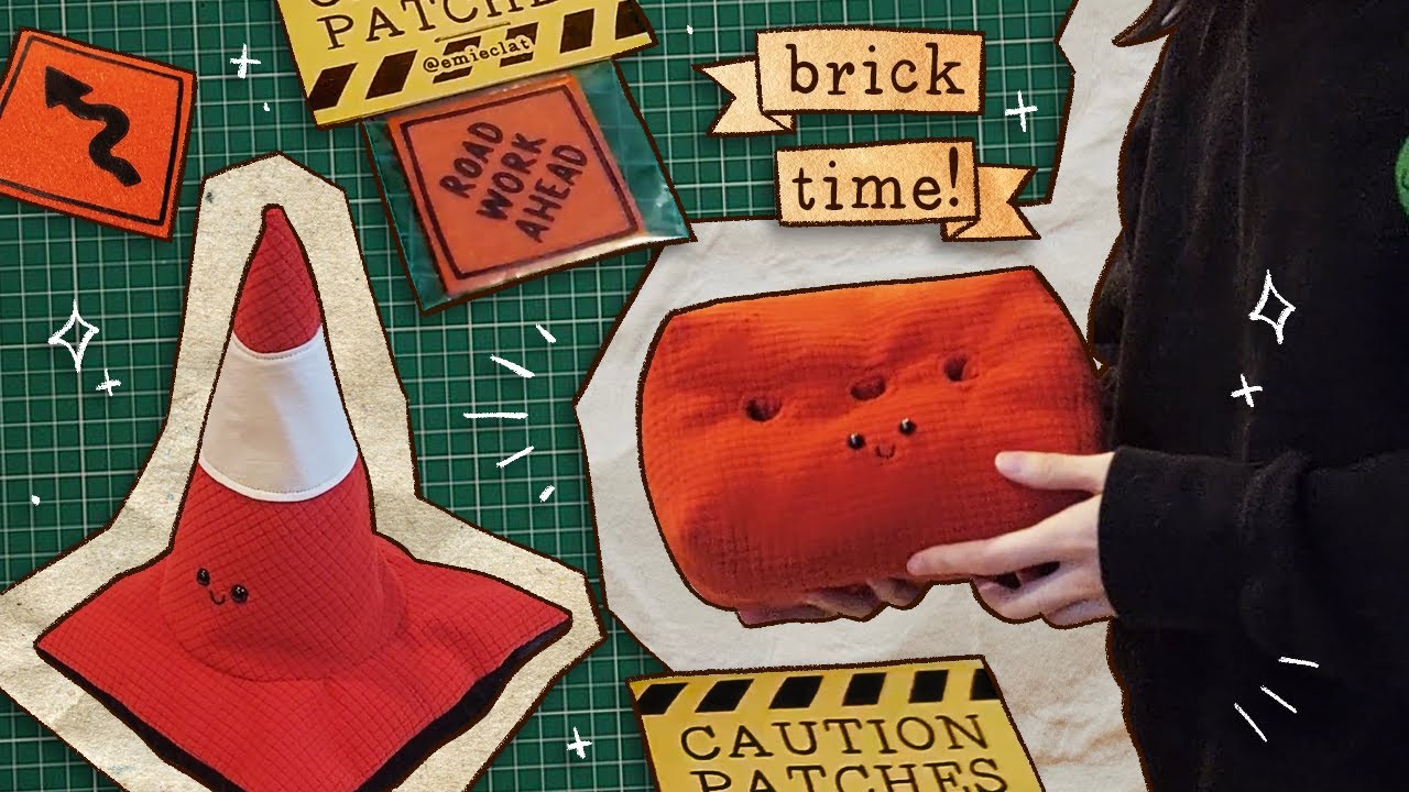 making a brick plushie! 🧱⛔🚸 (and other construction themed stuff)