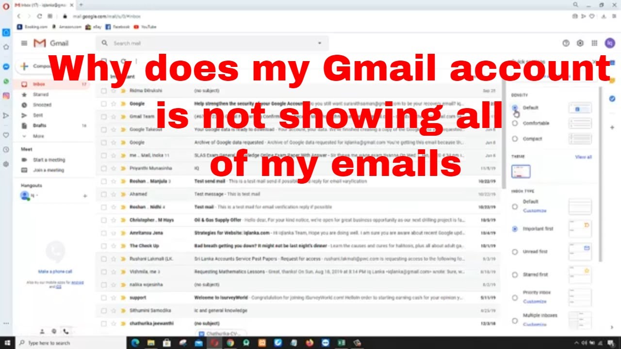 Gmail Inbox Is Not Showing All Of My Emails On Pc Youtube