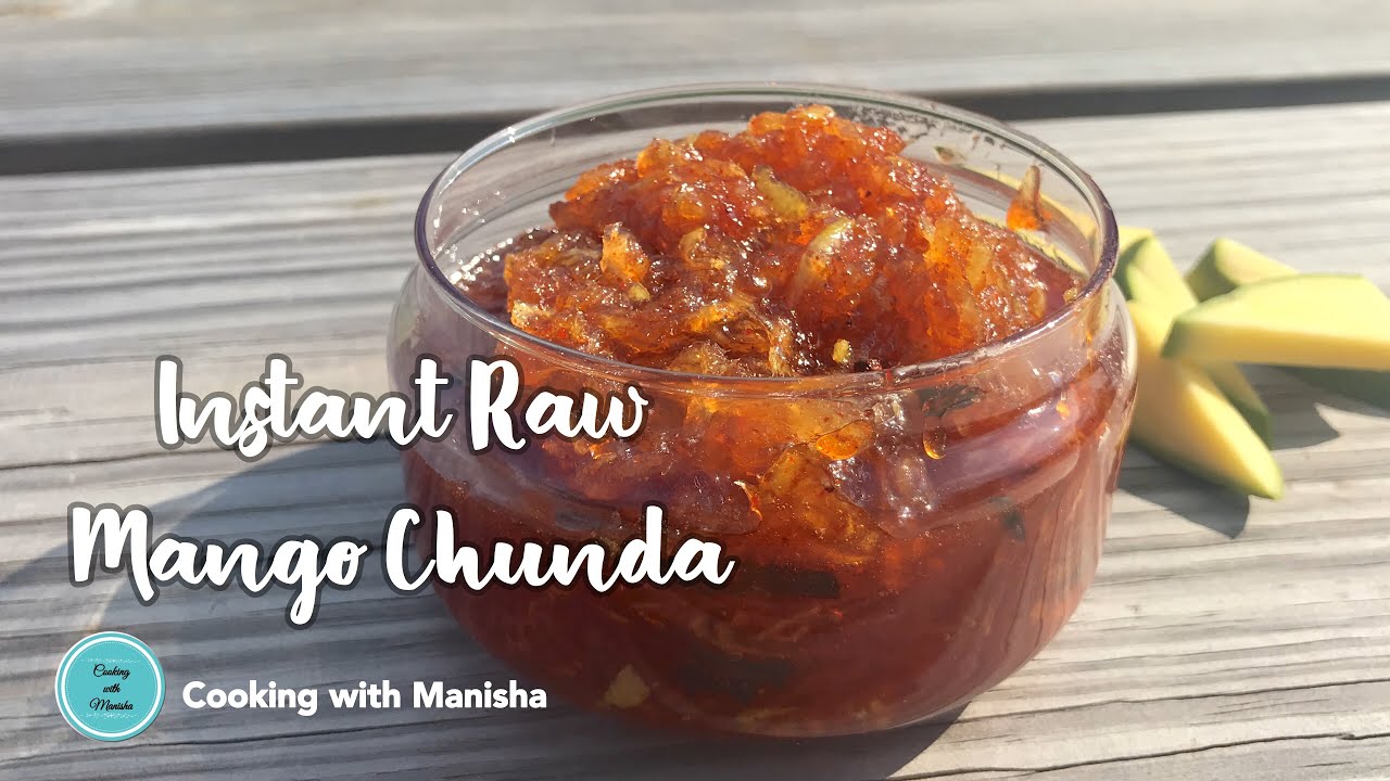 Instant Raw Mango chunda recipe quick and easy gujarati style mango