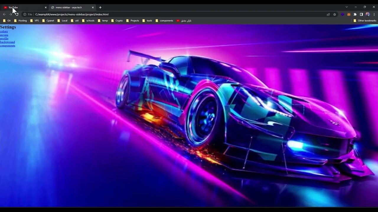 sidebar menu show and hide - html css js - arya tech - omid shayan