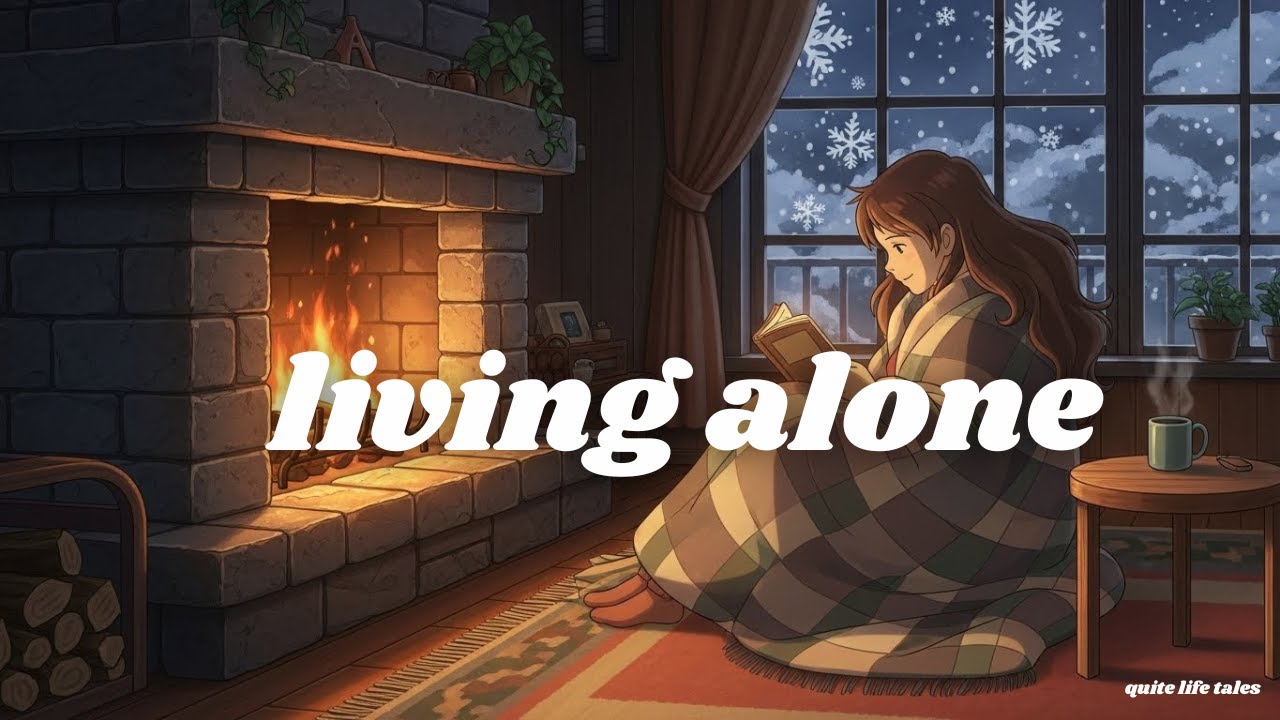 Snowy Winter Morning in a Cozy Apartment with a Warm Fireplace | Ghibli -Inspired | Living Alone