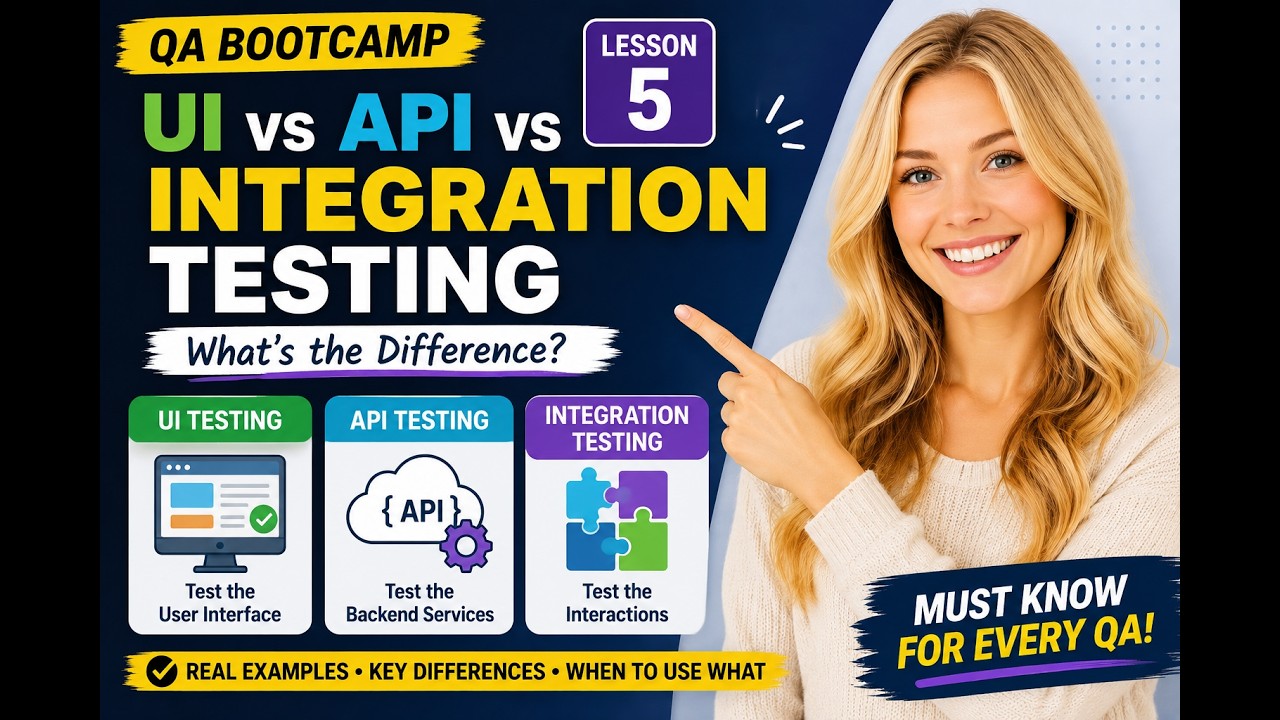 UI vs API vs Integration Testing Explained | QA Bootcamp Lesson 5 - YouTube