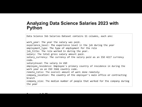 Analysing Data Science Salaries 2023 With Python!!!#DataAnalytics# ...