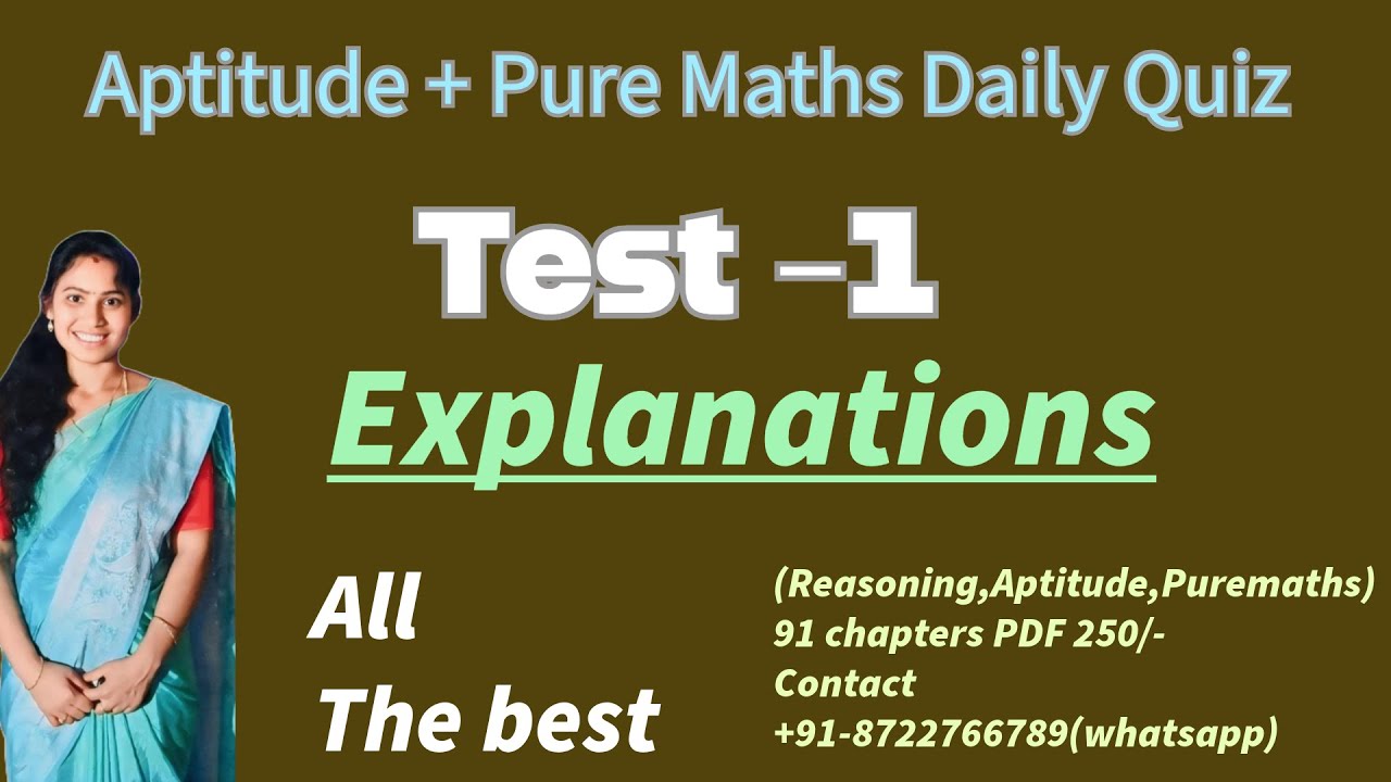 Test 1 // Daily Aptitude Quiz Explanation//Malleswari online classes//free coaching