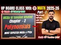 Most Important MCQs | Chapter 2 Polynomials | UP Board Class 10 Maths English Medium | Anuj Sir