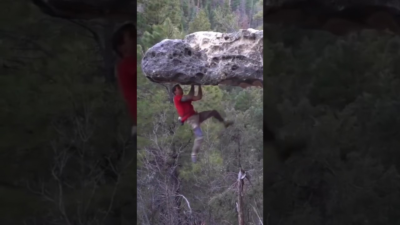 Unbelievable: Climber's Daring Escape on Overhanging Holds  