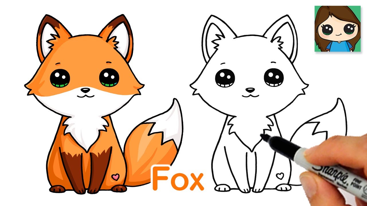 foxes drawing cute