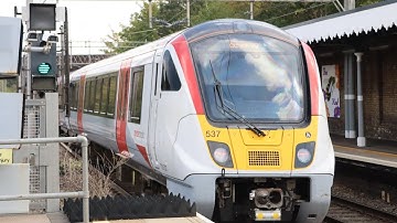 Class 745 and 720 pass each other at Marks Tey