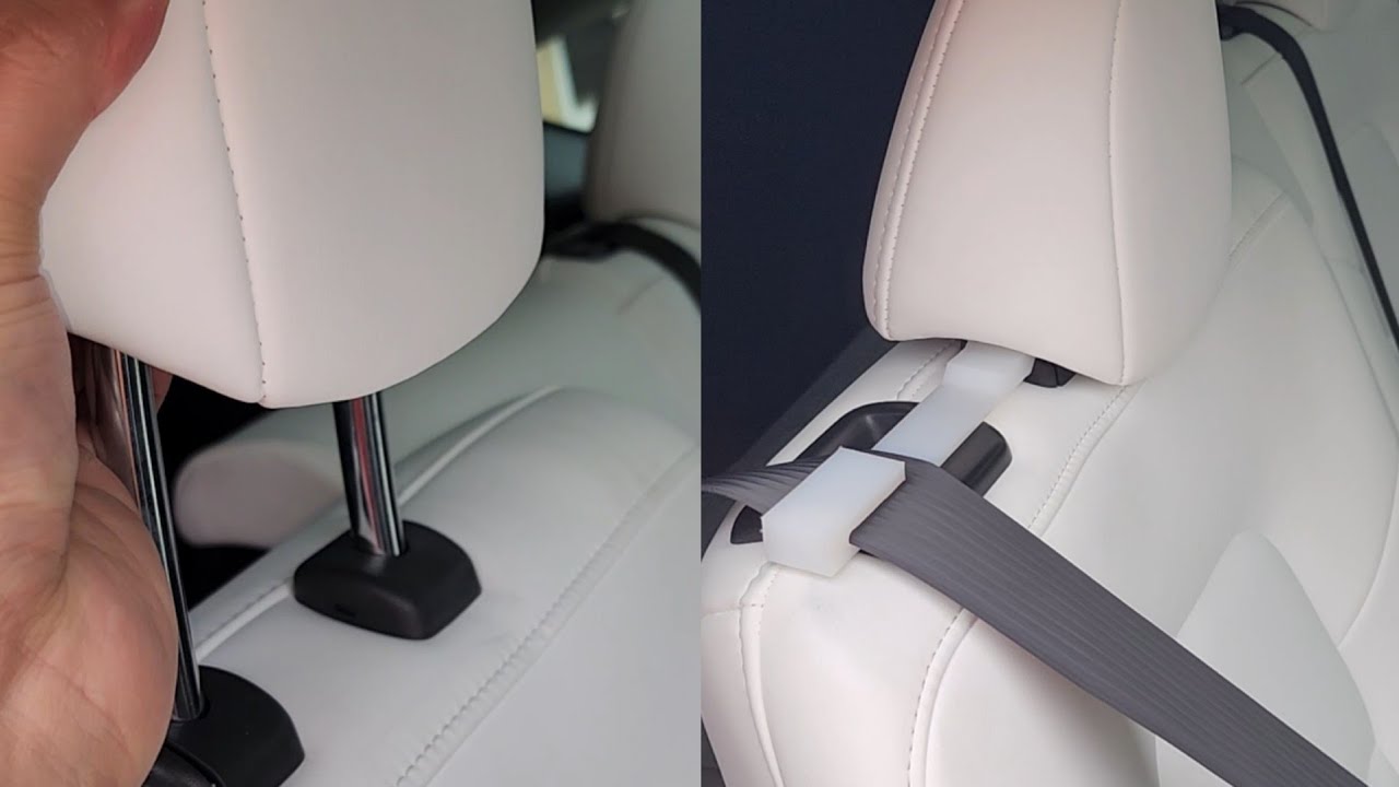 2022 2021 Long Range Tesla Model Y How to Remove Headrest Head Rest Removal  Seatbelt Seat Belt Guide 