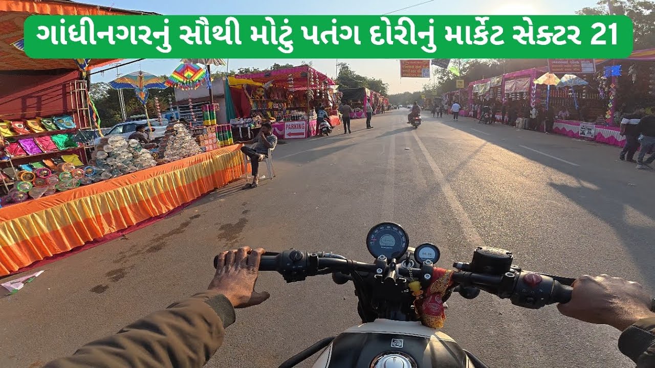 Riding through Kites & Manjha Market of Gandhinagar Sector 21 On Hunter 350