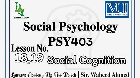 Social Psychology PSY403 VU | Lecture No. 18,19 | Learners Academy By Bia Baloch