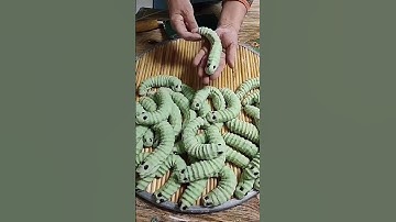 Thumbnail of Caterpillar shaped fork cake #shorts #drycake #pastry