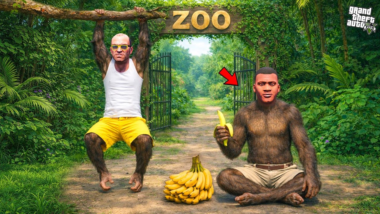 Franklin & Chithapu Become a Monkey And Going to Zoo in GTA 5