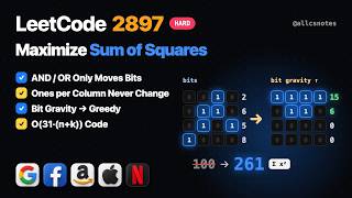 LeetCode 2897: Apply Operations on Array to Maximize Sum of Squares 🔥 | Greedy + Bit Manipulation