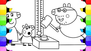 Daddy Pig is pressing the button Drawing Easy, Peppa Pig Drawing Peppa Pig Coloring, Peppa Pig Book