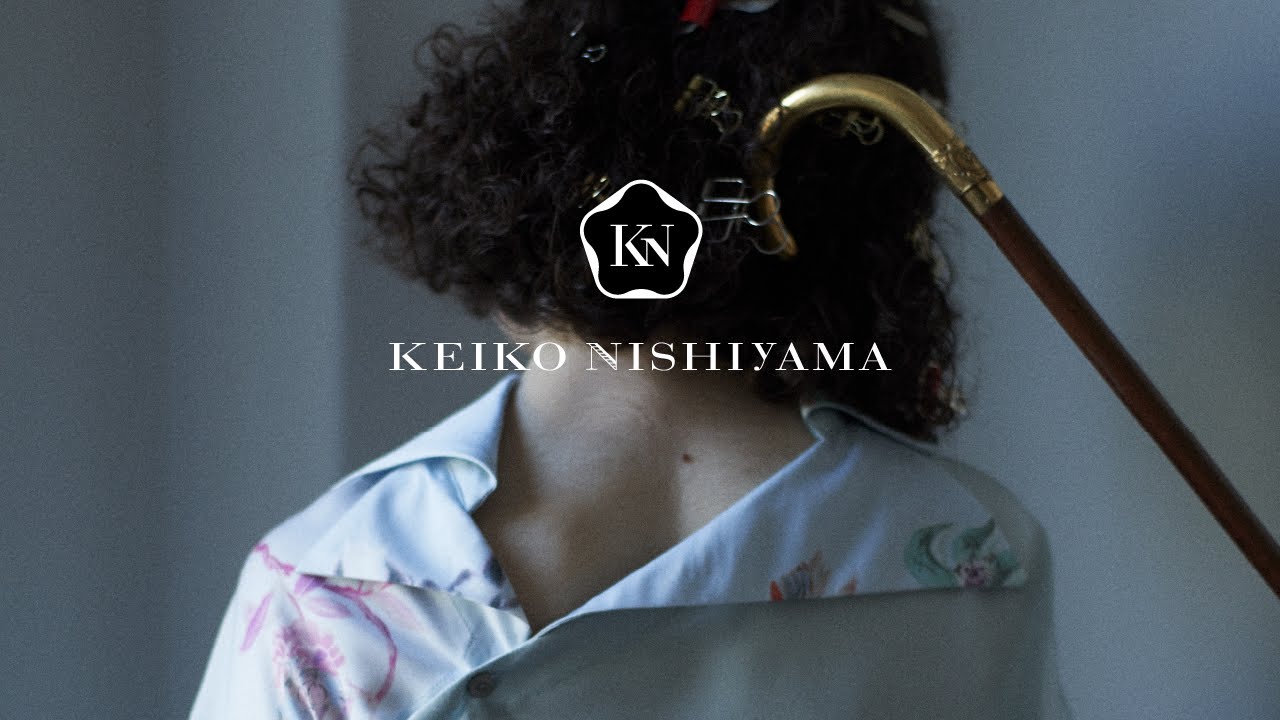 純正安い 極美品○KEIKO NISHIYAMA シルク混 総柄 ロングワンピース 青
