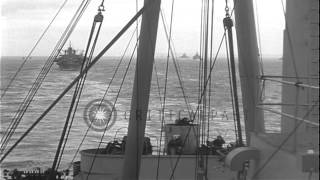 United States Ships Nevada, Bayfield and Tuscaloosa underway to Normandy before  ...HD Stock Footage screenshot 5