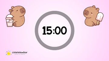 Capybara 15 Minutes Classroom Countdown Timer For Kids With Lofi Music | Classroom Visual Timer