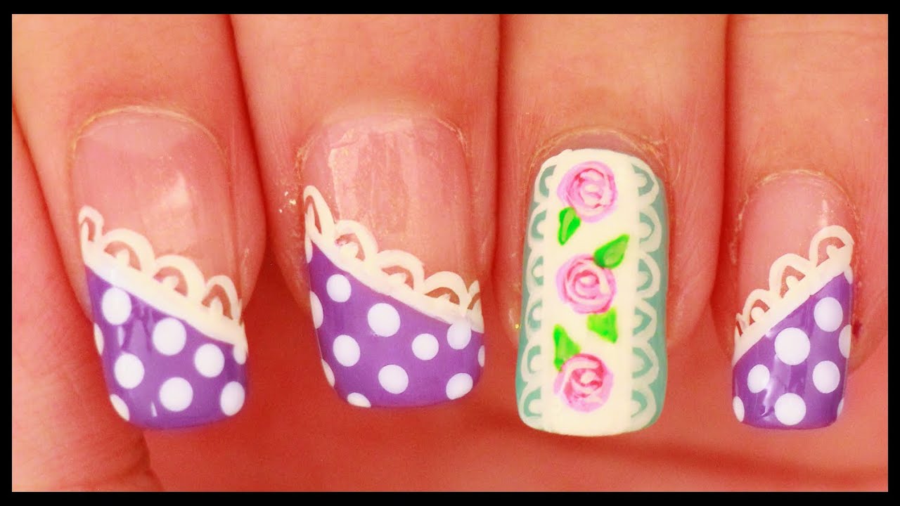 Vintage inspired Roses nail art