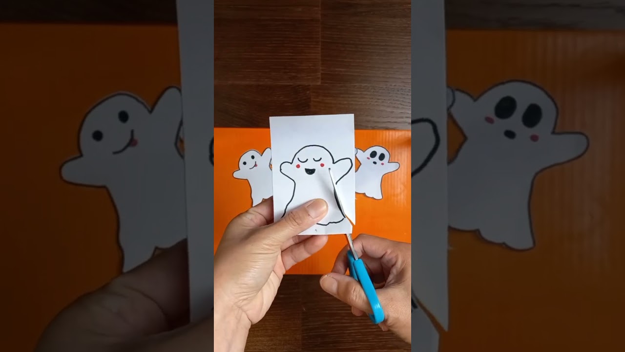 DIY paper ghost 👻/finger puppet/Halloween crafts for kids 