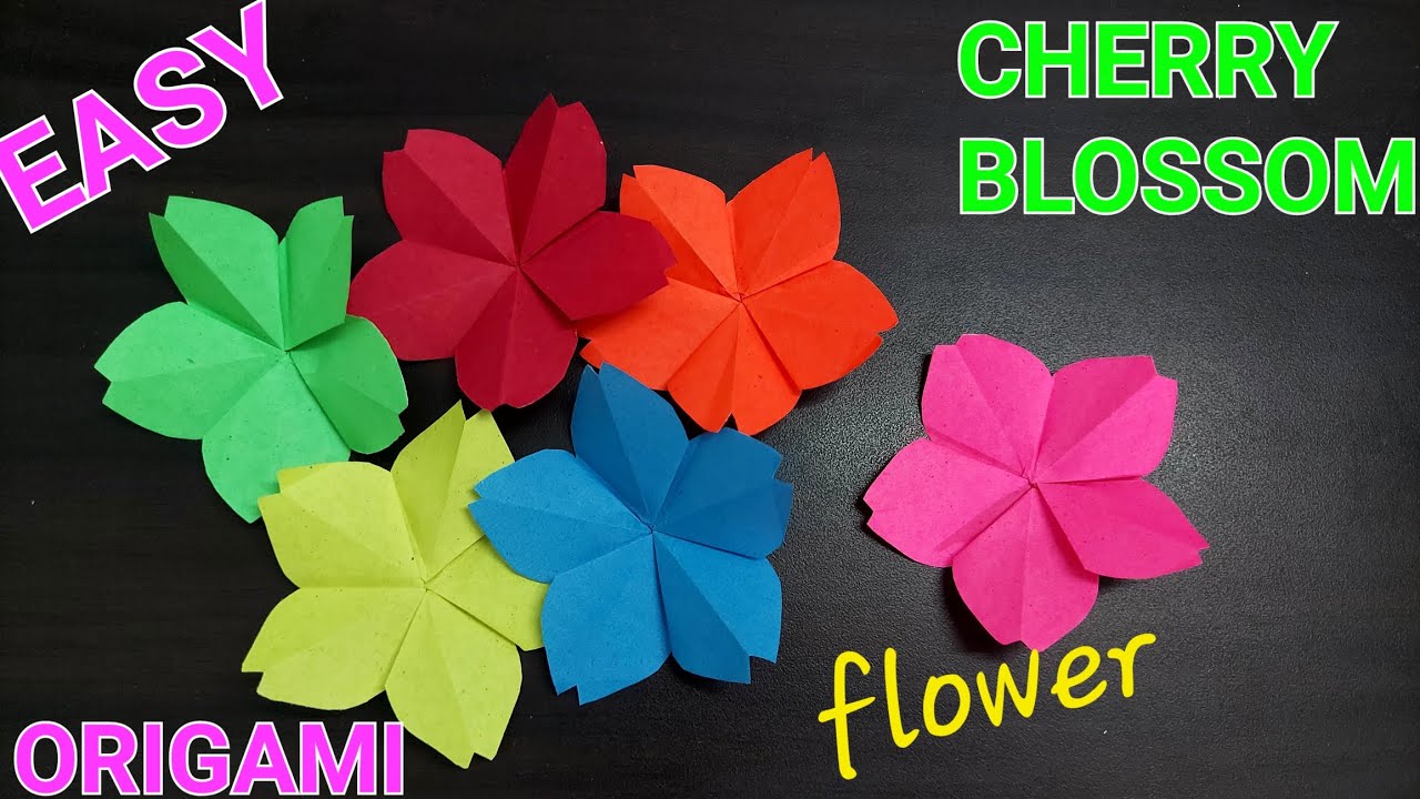 HOW TO MAKE EASY ORIGAMI CHERRY BLOSSOM/ PAPER FLOWER - YouTube