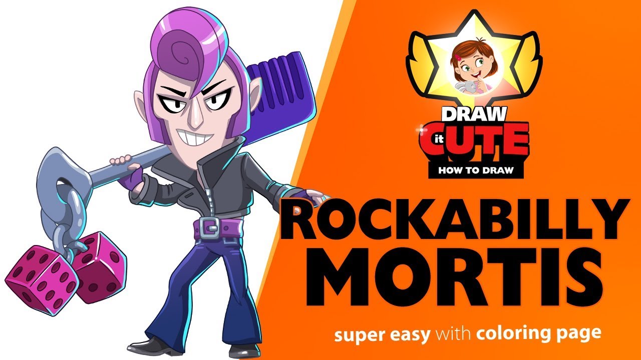 How To Draw Rockabilly Mortis Brawl Stars Super Easy Drawing Tutorial With Coloring Page Youtube - brawl stars dessin mortis