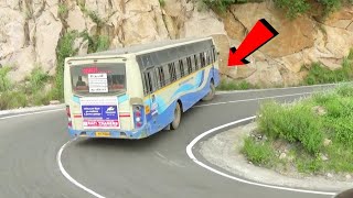 TN Govt Bus and Car Turning On Hairpin bend at Bodi mettu to Munnar Hills Road