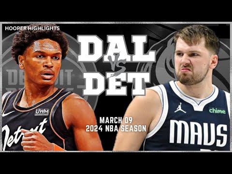 Dallas Mavericks vs Detroit Pistons Full Game Highlights | Mar 9 | 2024 NBA Season