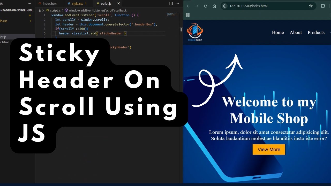 Sticky Header On Scroll Using JS - YouTube