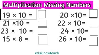 multiplication worksheet|Missing Numbers| #numbers|#multiplication| #learning   @edukinowteach Guide